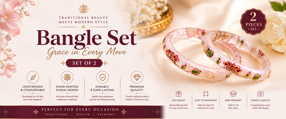 HandPainted Designer Glass Bangles(2 pcs set)