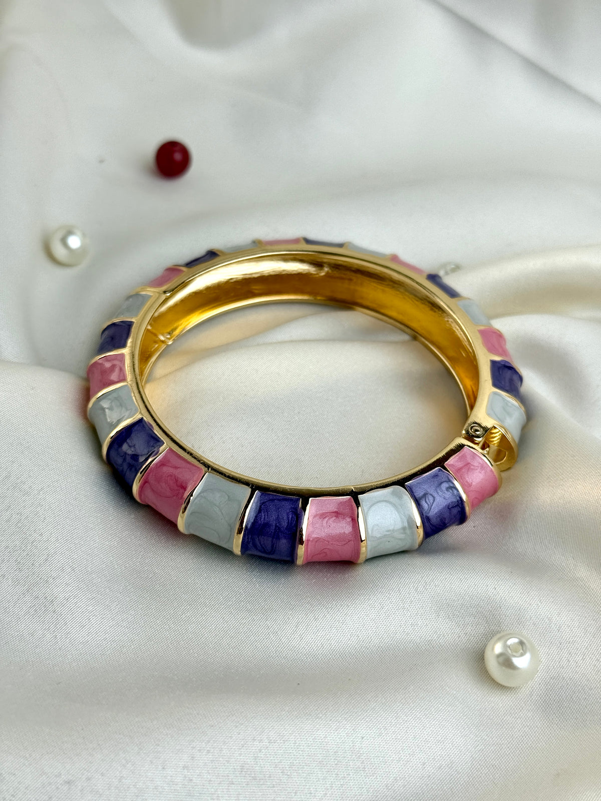 Multicolor Striped Enamel Kada