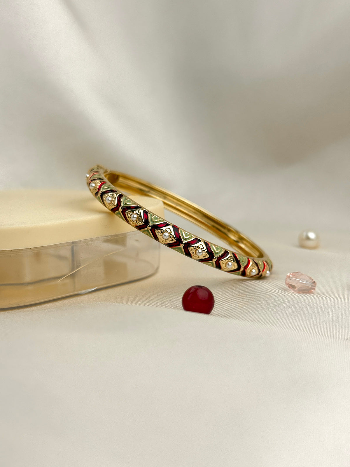 Premium Designer Meenakari Kada with Intricate Pearl