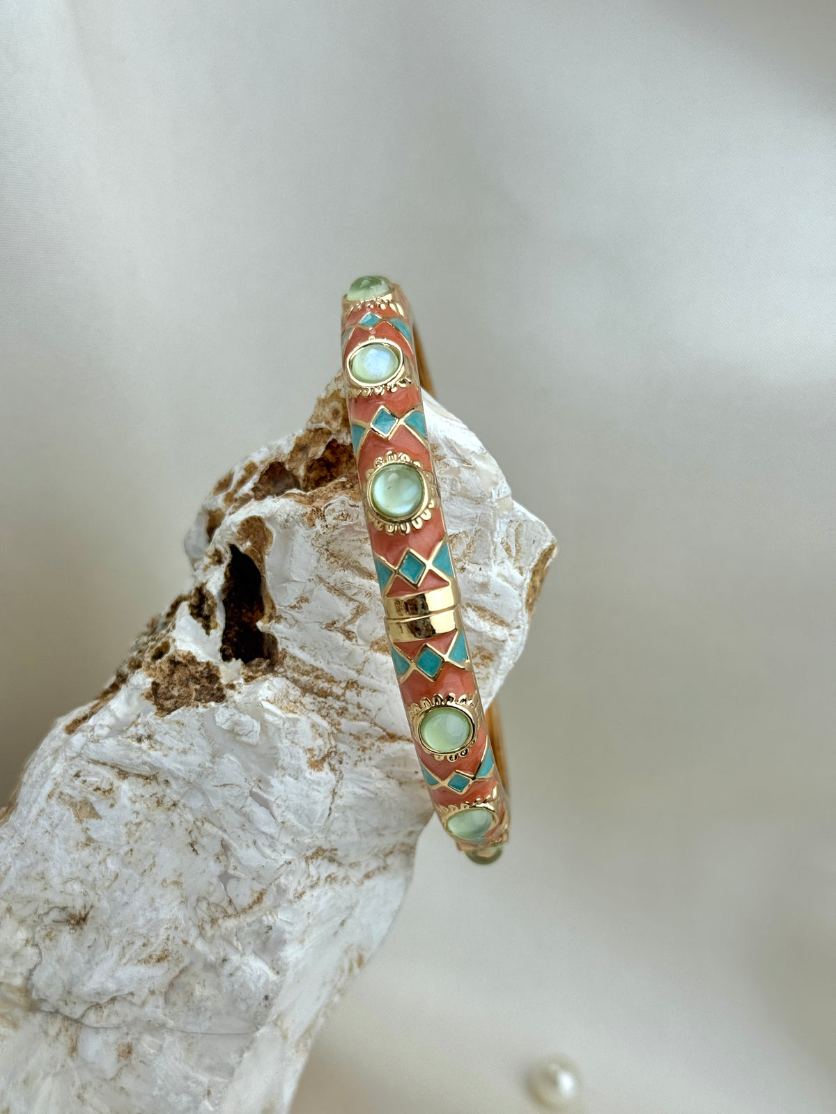 Handcrafted Enamel Gemstone Bangle