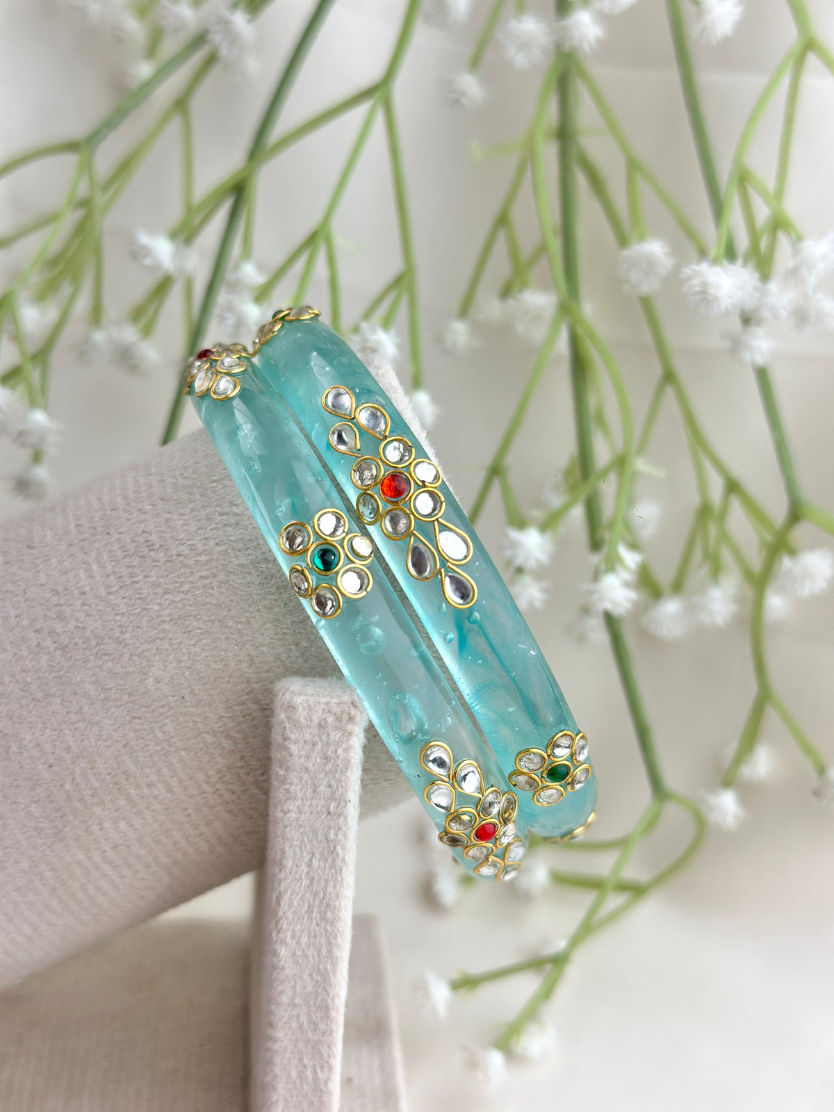 Kundan Studded Meenakari Glass Bangle