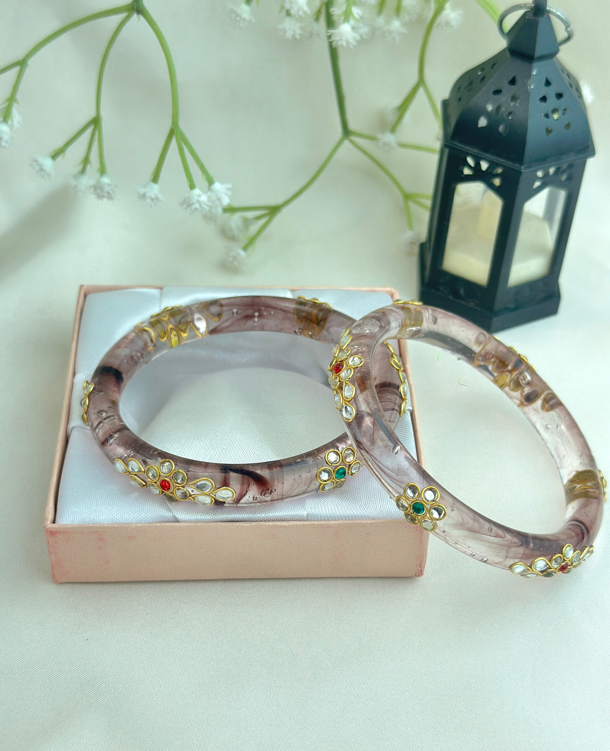 Kundan Studded Meenakari Glass Bangle