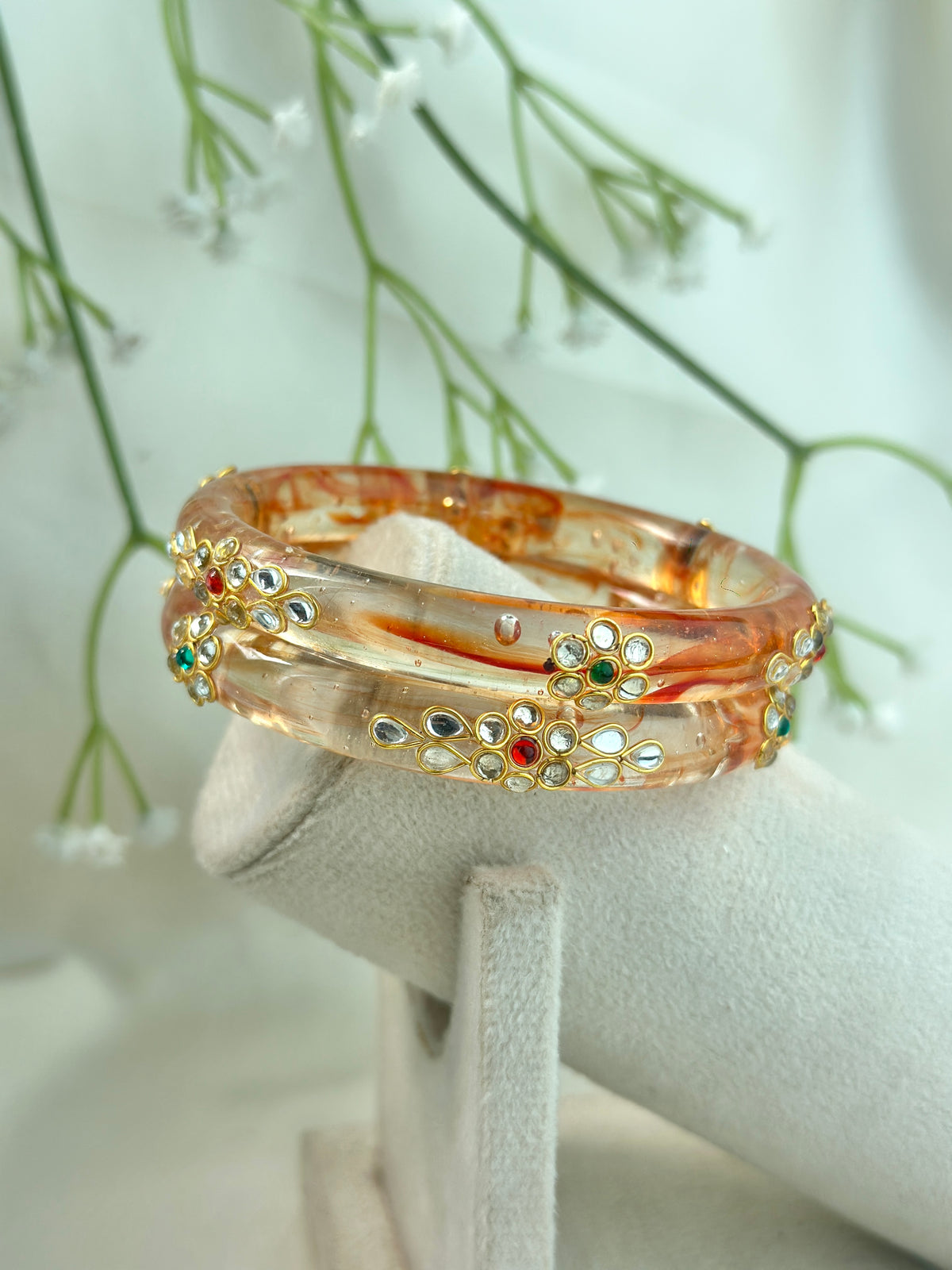 Kundan Studded Meenakari Glass Bangle