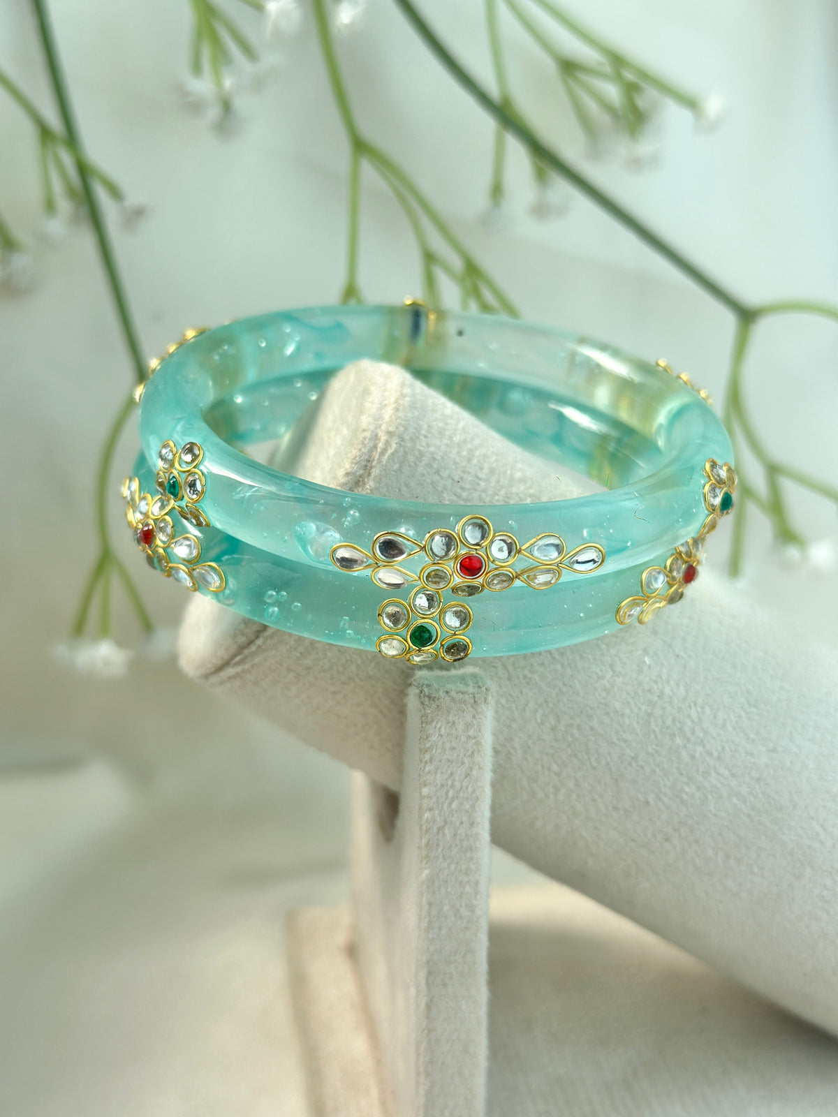 Kundan Studded Meenakari Glass Bangle