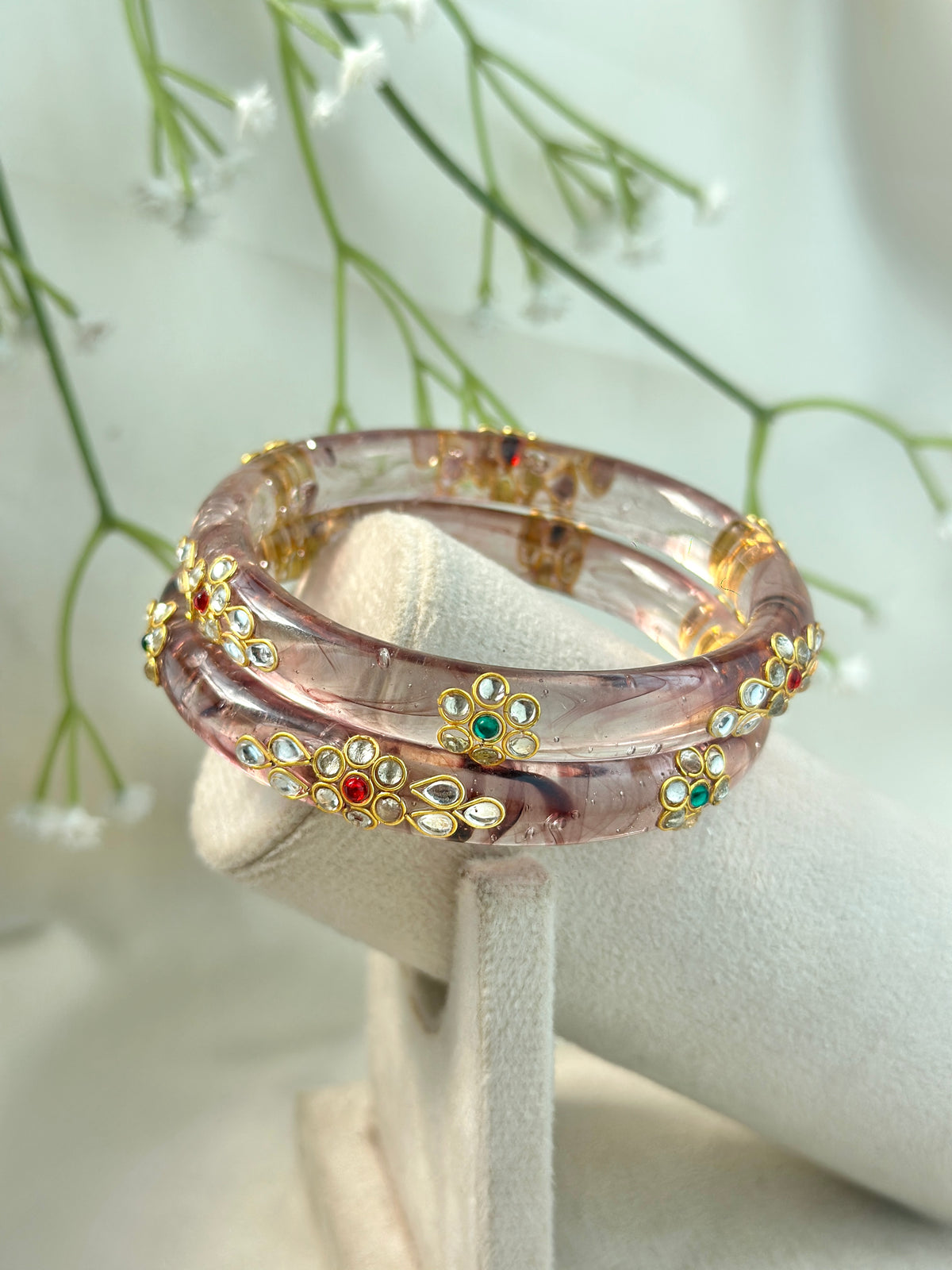 Kundan Studded Meenakari Glass Bangle