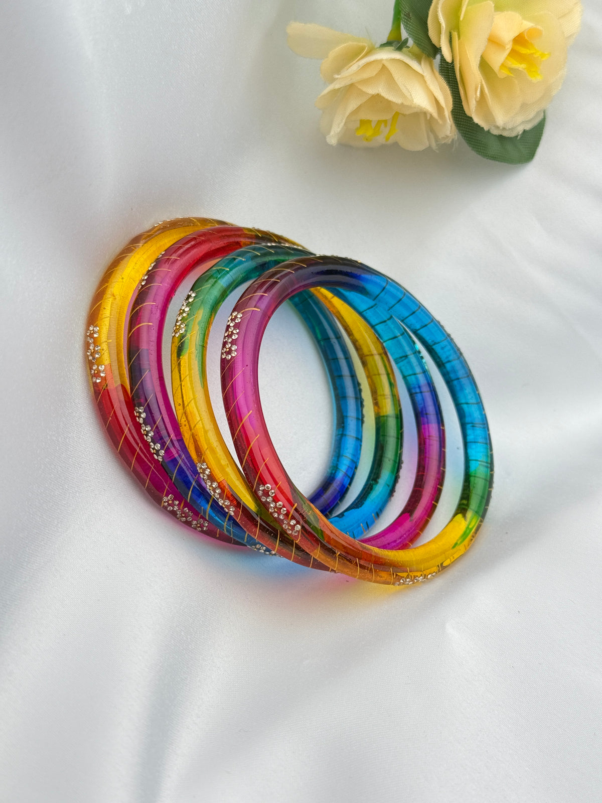 DARK MULTI GLASS BANGLE 4 PCS SET