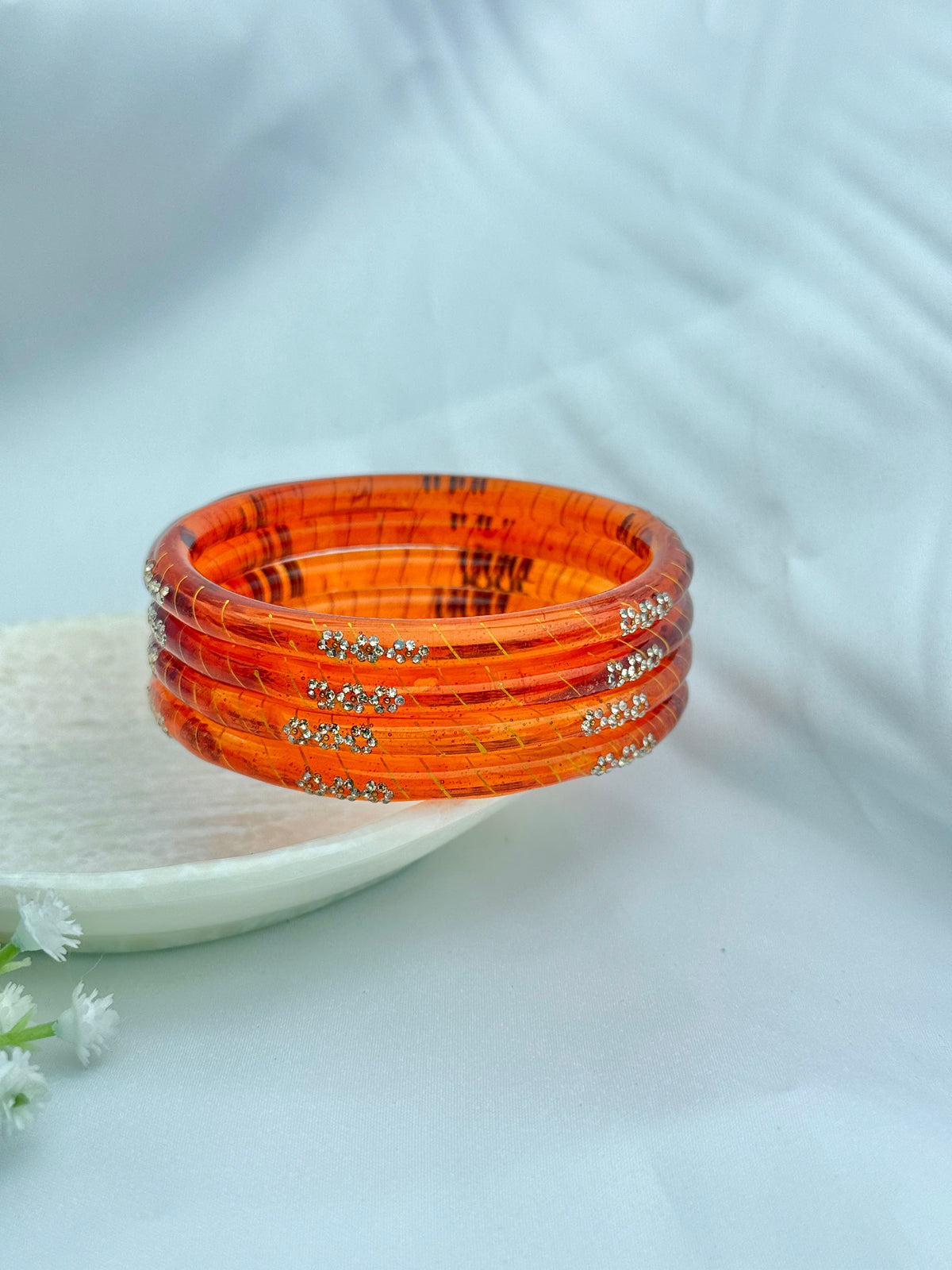 ORANGE GLASS BANGLE 4 PCS SET