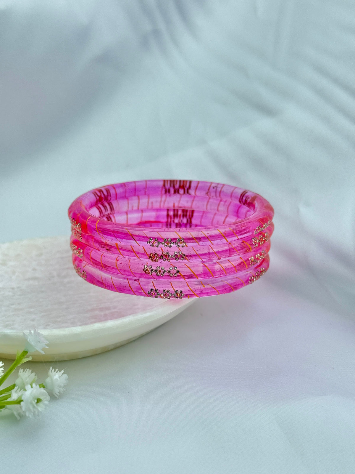 RANI PINK GLASS BANGLE 4 PCS SET