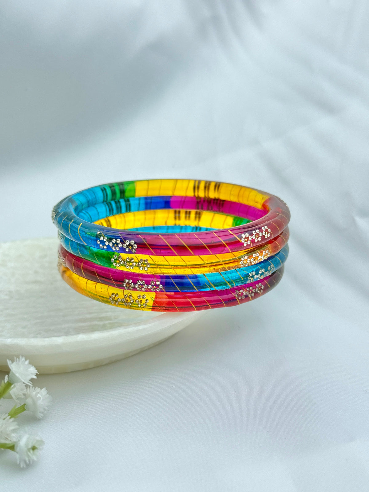 DARK MULTI GLASS BANGLE 4 PCS SET