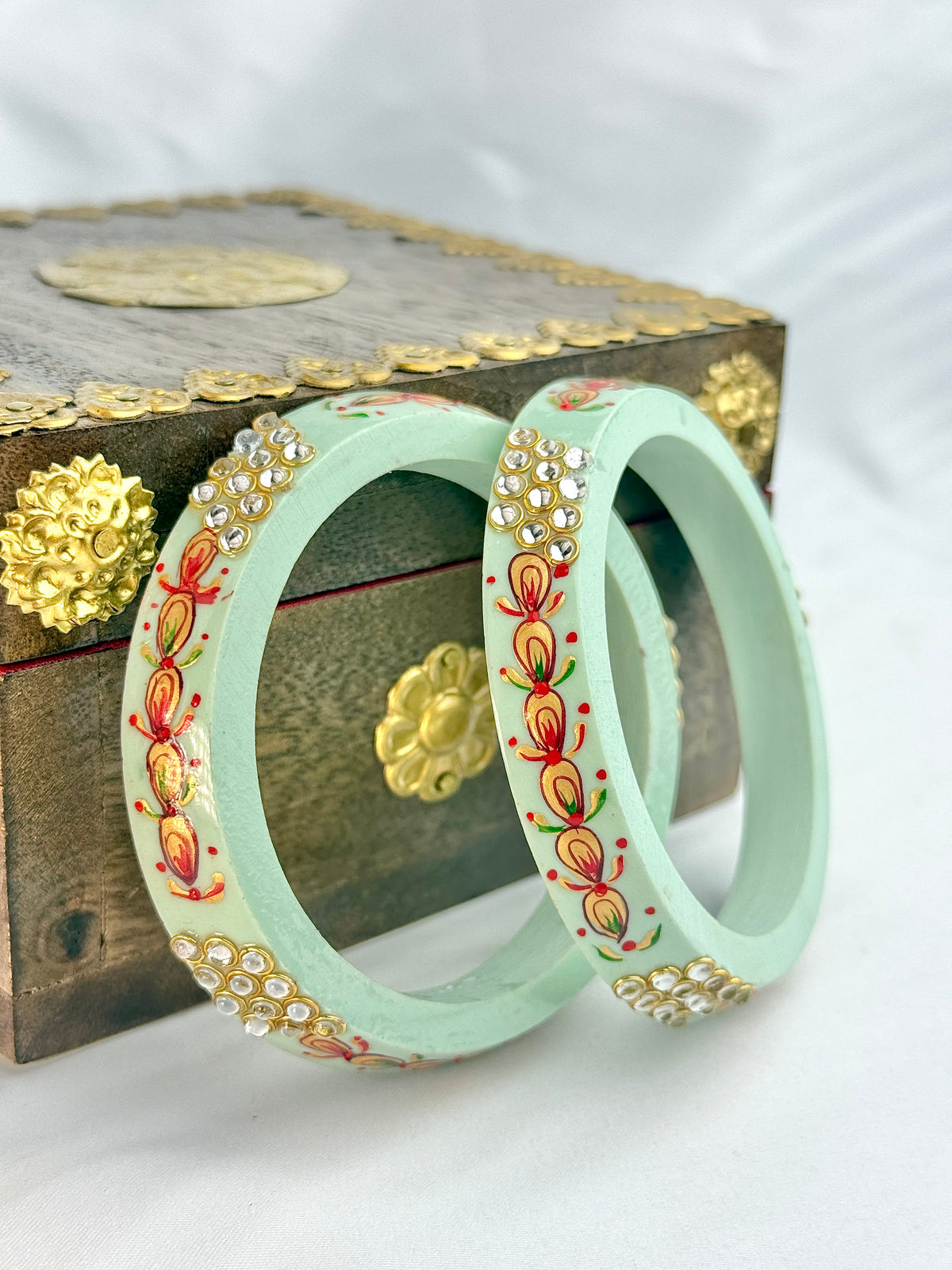 Meenakari Hand Painted Kundan Bangles