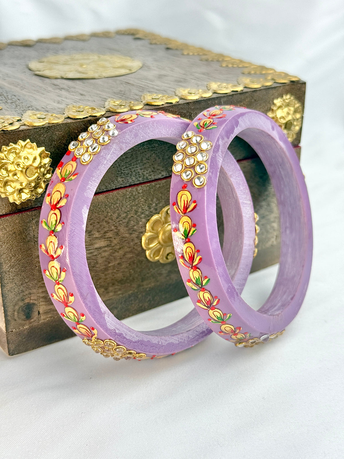 Meenakari Hand Painted Kundan Bangles