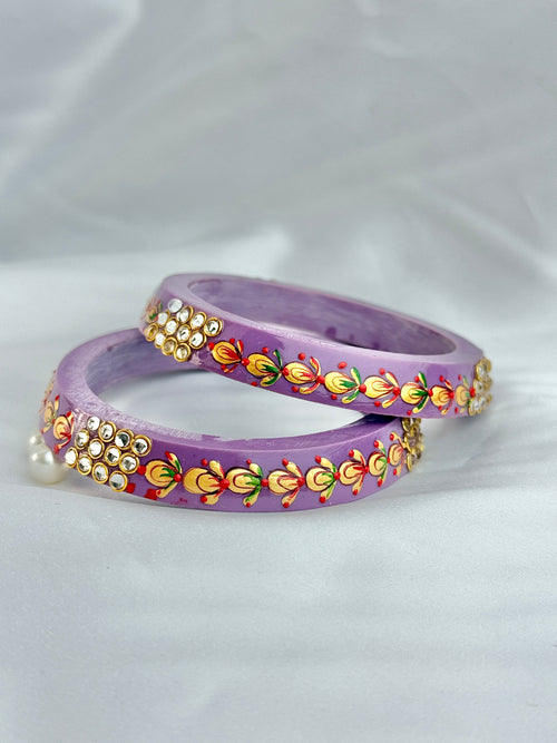 Meenakari Hand Painted Kundan Bangles