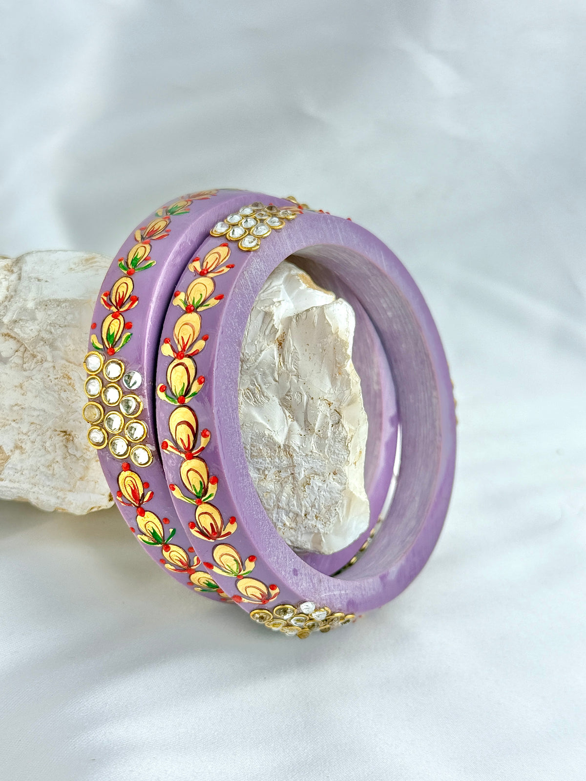 Meenakari Hand Painted Kundan Bangles