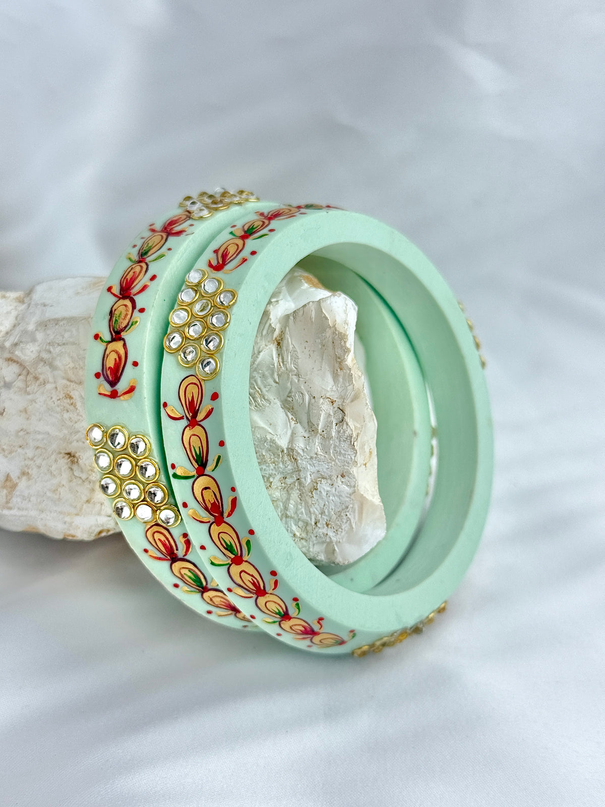 Meenakari Hand Painted Kundan Bangles