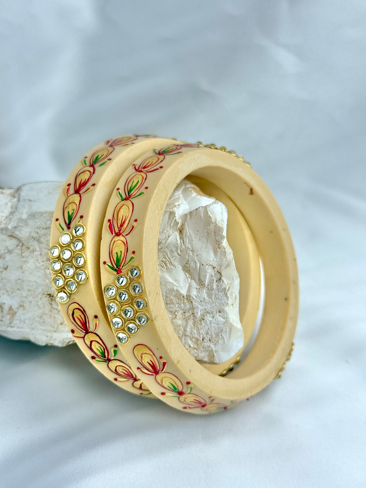 Meenakari Hand Painted Kundan Bangles