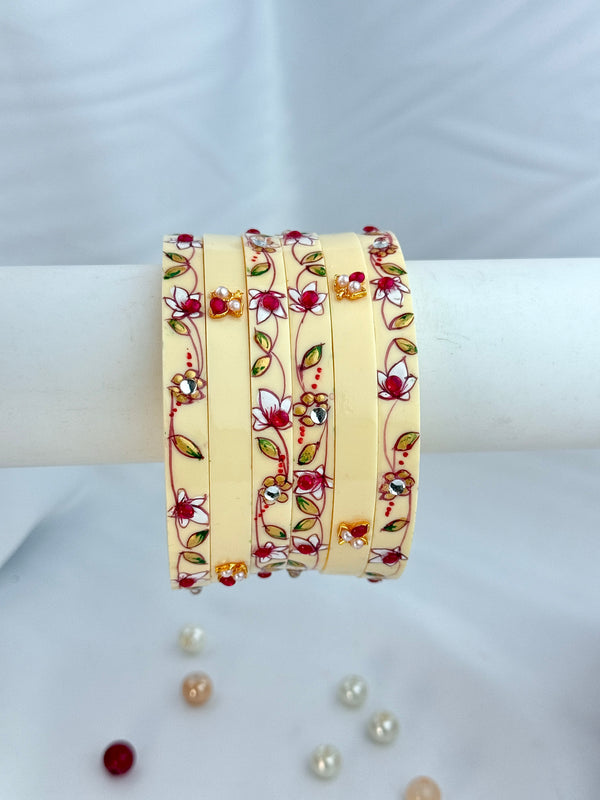 Floral  Bangle-Hand Crafted Ethic Kada Set(6 PCS)