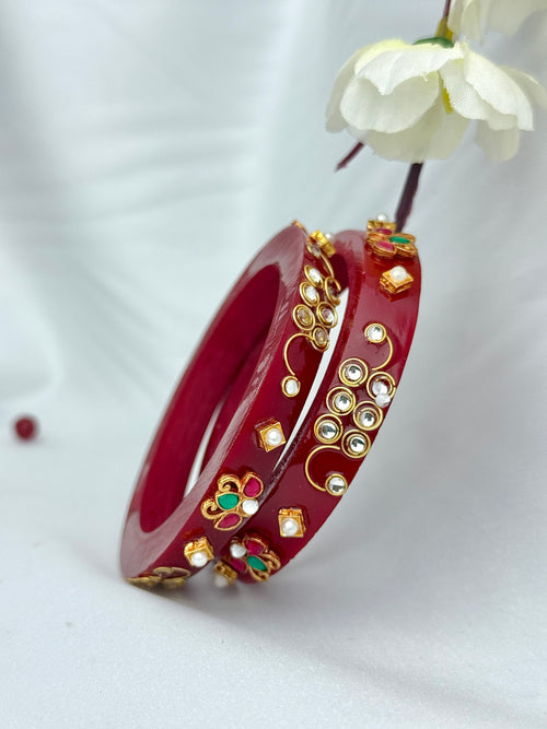 Royal Floral Kundan Pearl Bangle – Handcrafted Traditional Design