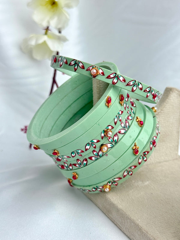 Handcrafted Floral Leaf Designer Bangle Set