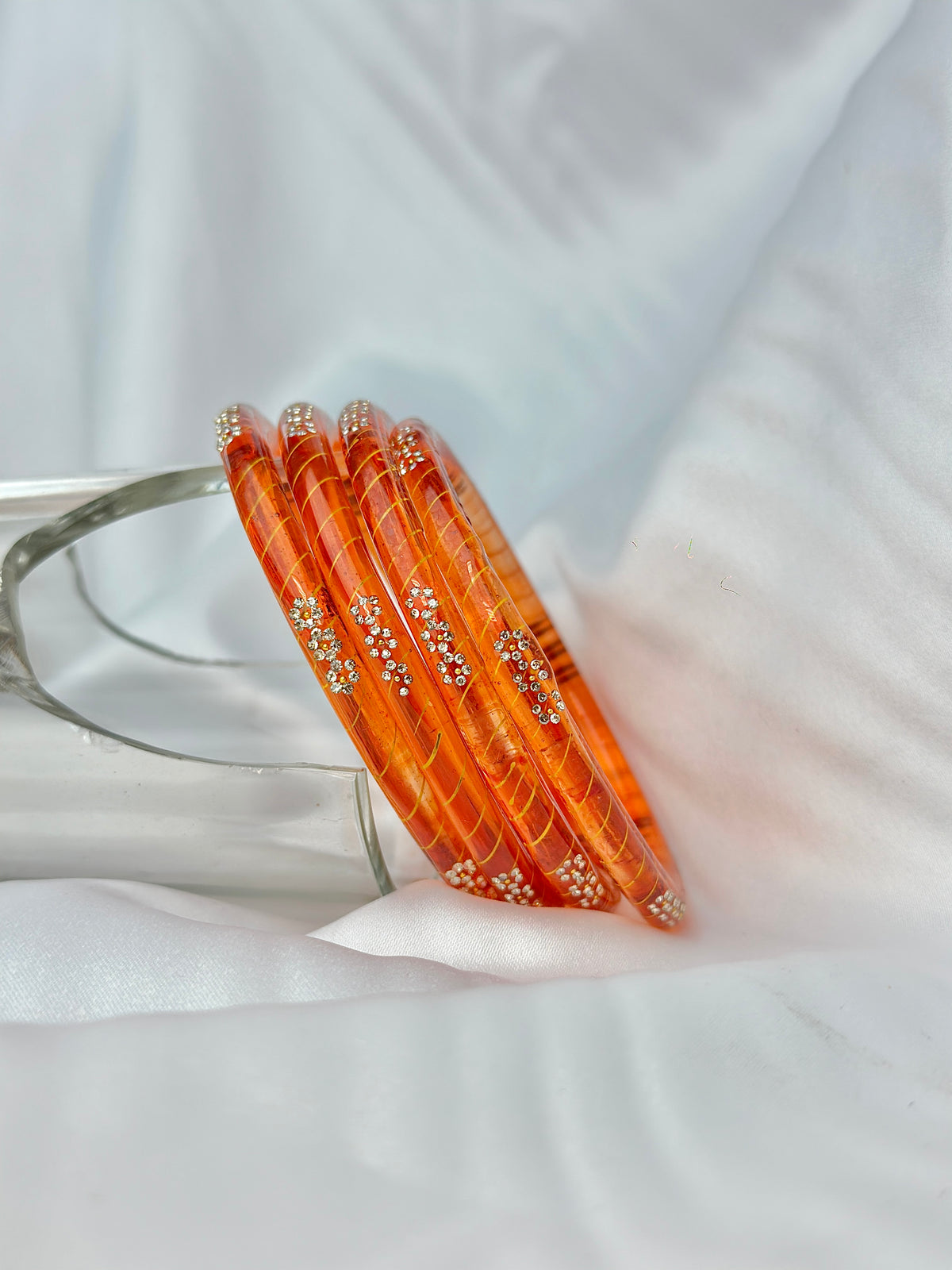 ORANGE GLASS BANGLE 4 PCS SET