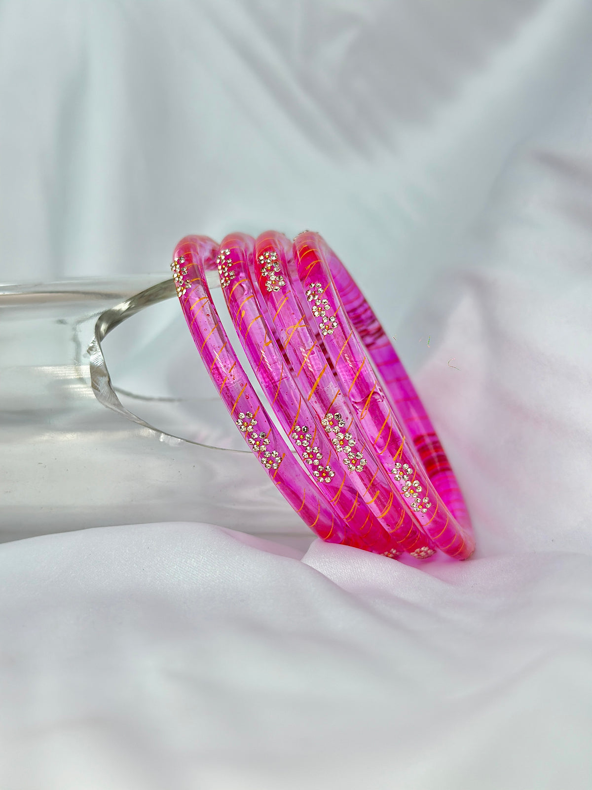 RANI PINK GLASS BANGLE 4 PCS SET