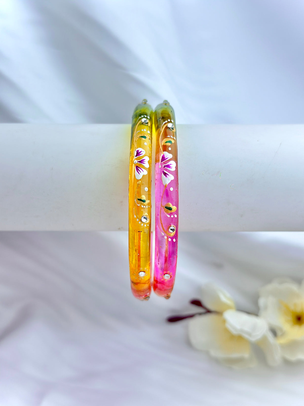 Floral Elegance handcrafted bangle (2pcs set)