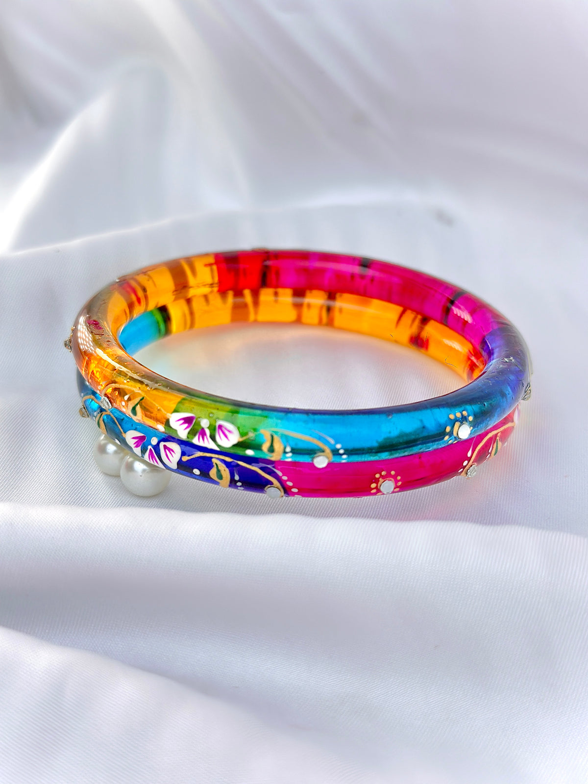 Floral Elegance handcrafted bangle (2pcs set)