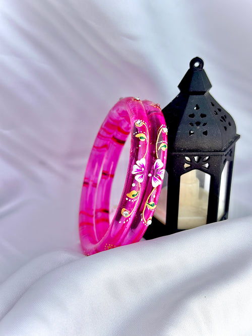 Floral Elegance handcrafted bangle (2pcs set)