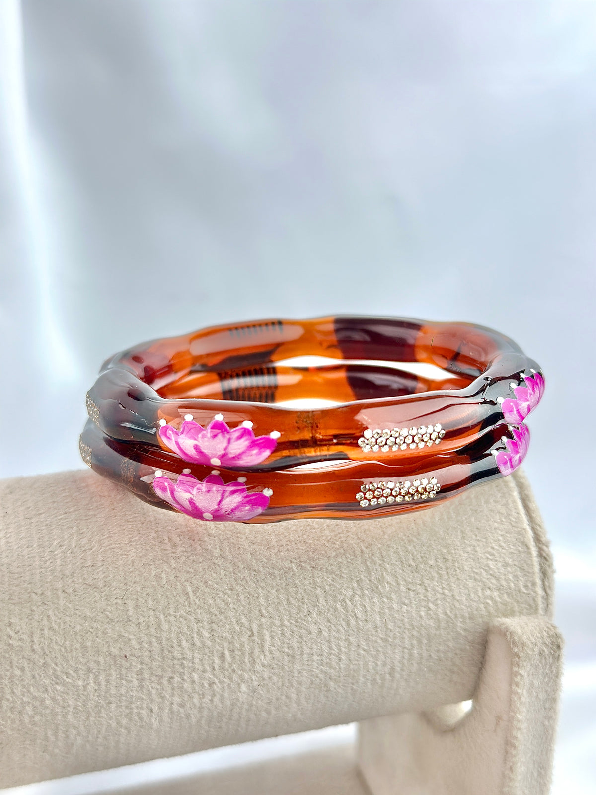 Lotus Kada Hand Painted Glass Bangle(2pcs set)