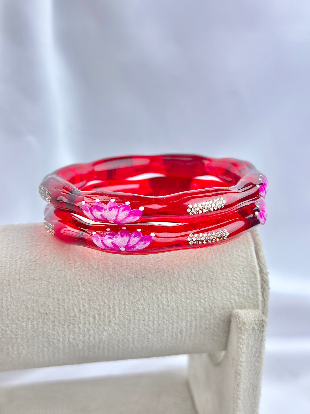 Lotus Kada Hand Painted Glass Bangle(2pcs set)