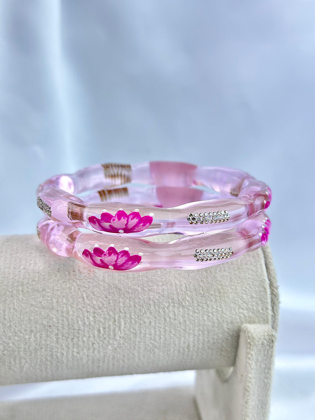 Lotus Kada Hand Painted Glass Bangle(2pcs set)