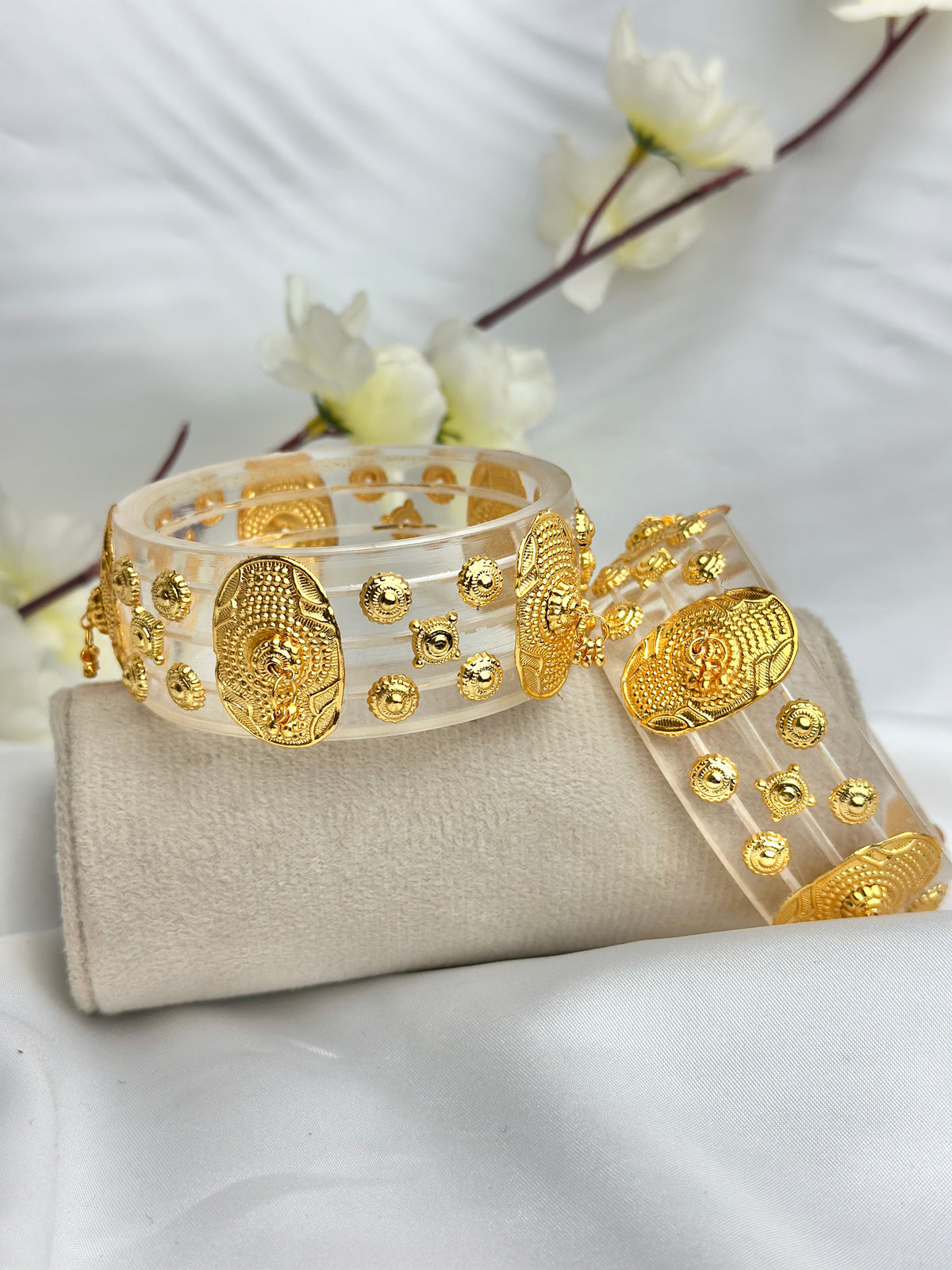 Traditional Golden Transparent Bundi Kada (2 pcs set)
