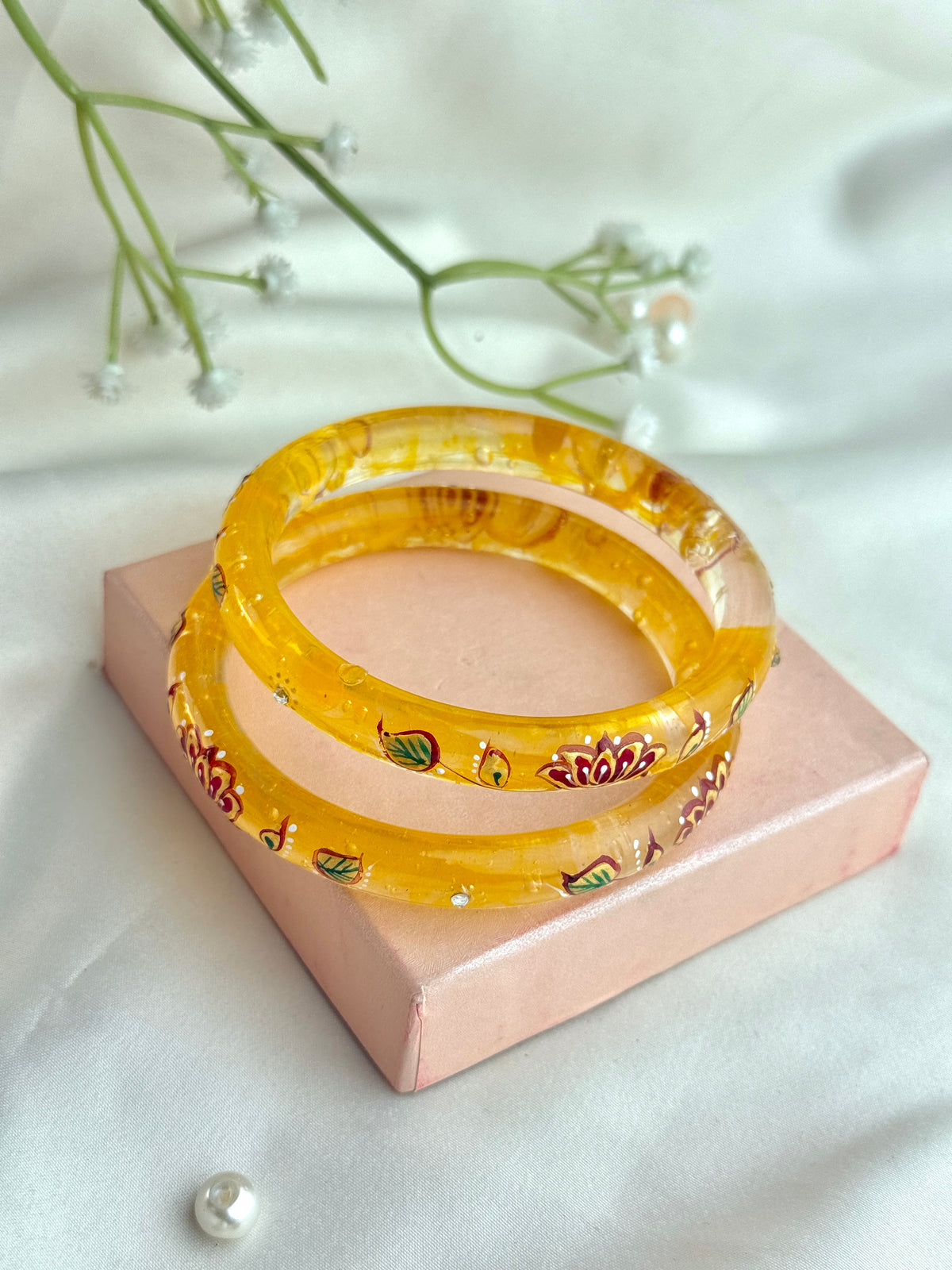 HandPainted Designer Glass Bangles(2 pcs set)