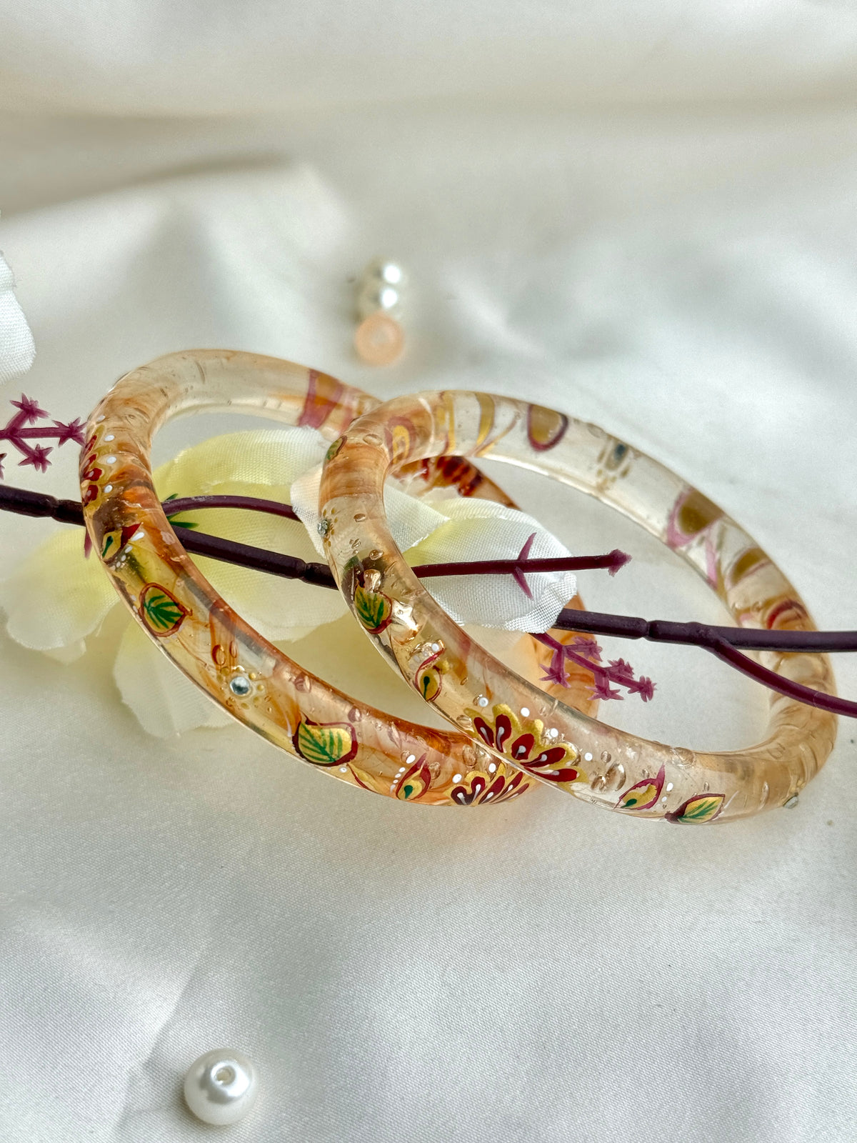 HandPainted Designer Glass Bangles(2 pcs set)