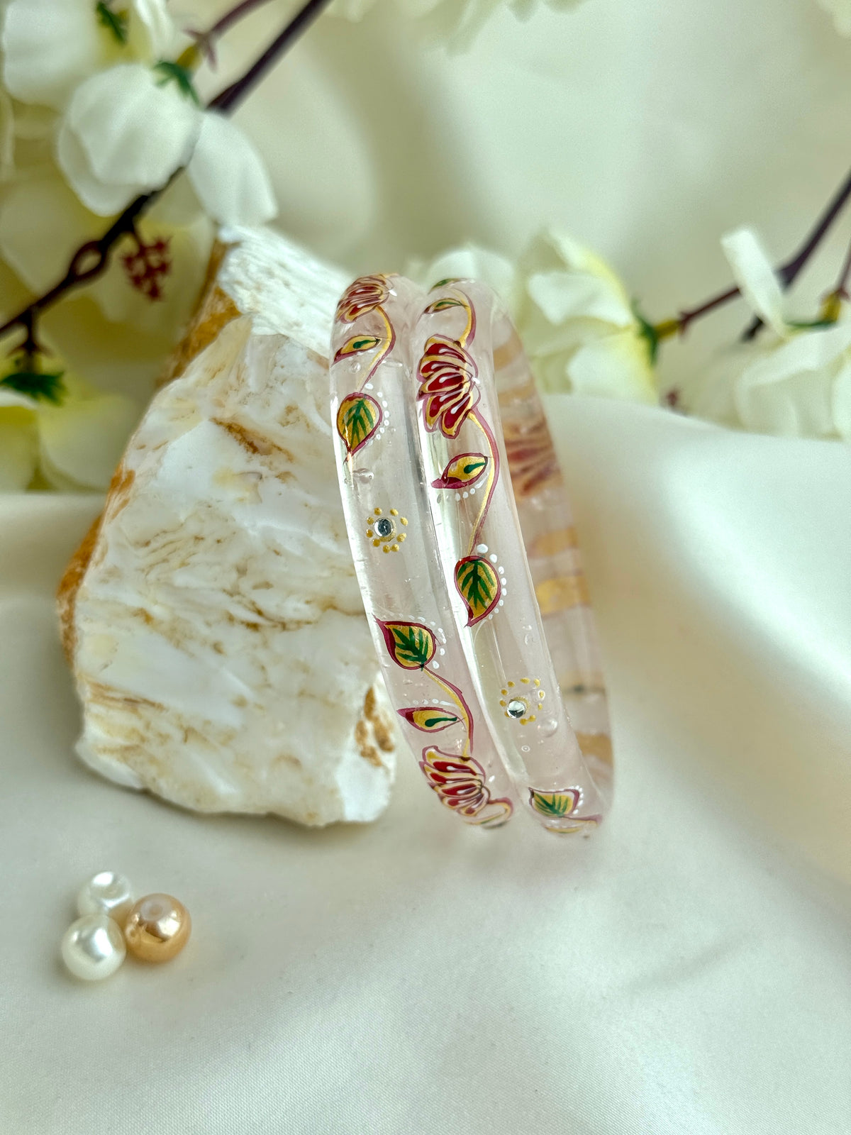 HandPainted Designer Glass Bangles(2 pcs set)