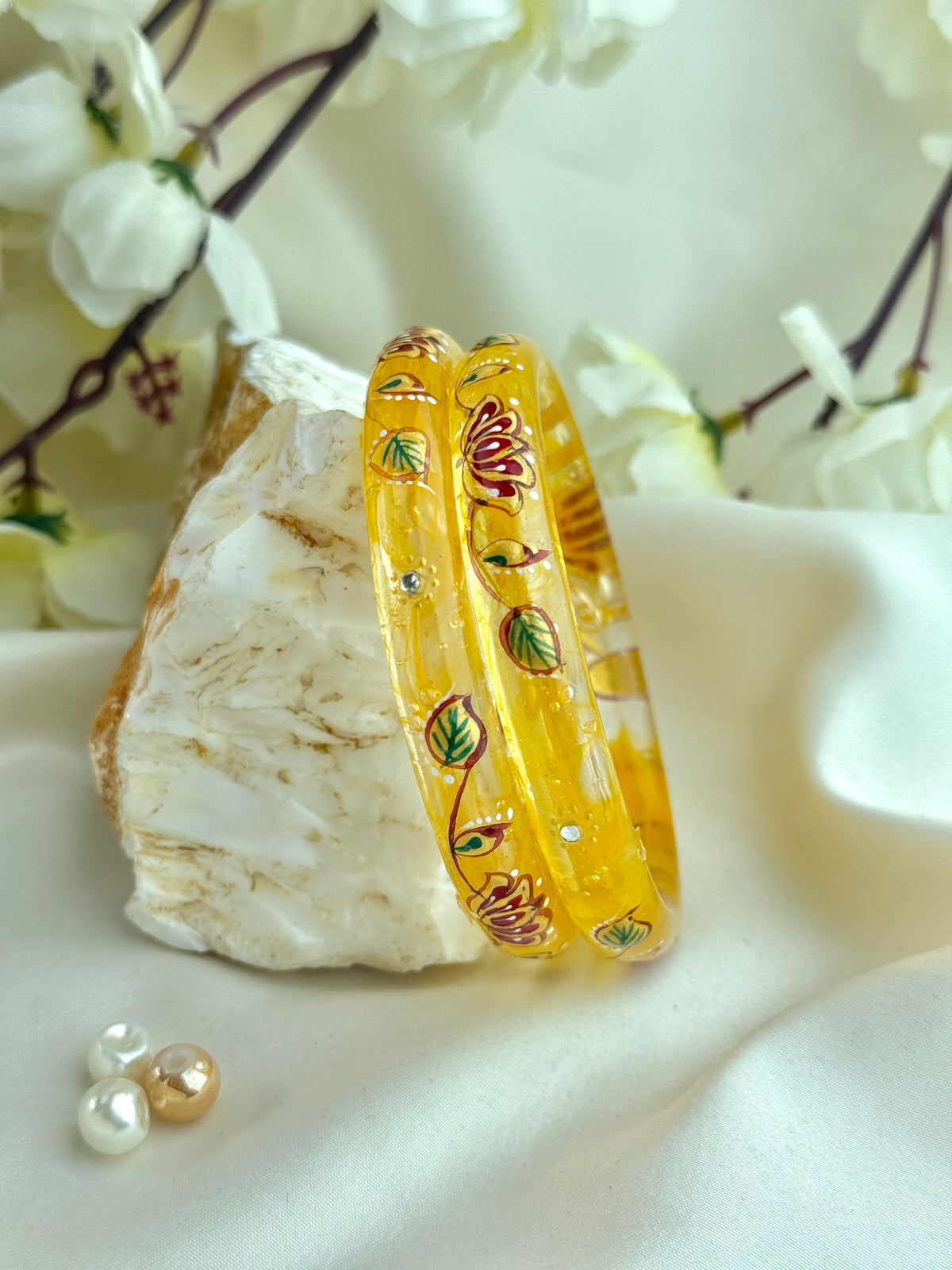 HandPainted Designer Glass Bangles(2 pcs set)