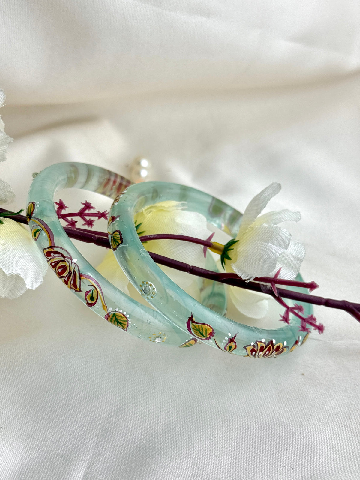 HandPainted Designer Glass Bangles(2 pcs set)