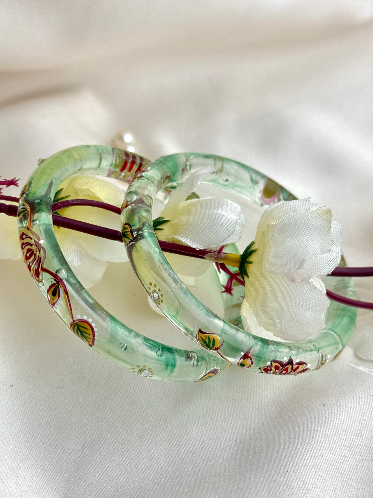 HandPainted Designer Glass Bangles(2 pcs set)