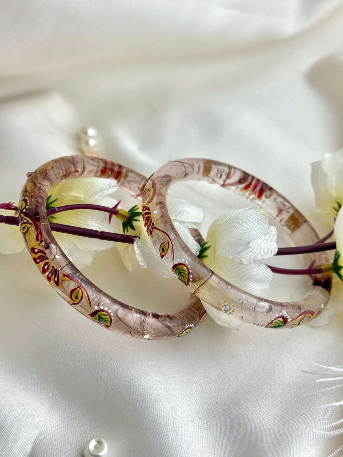HandPainted Designer Glass Bangles(2 pcs set)