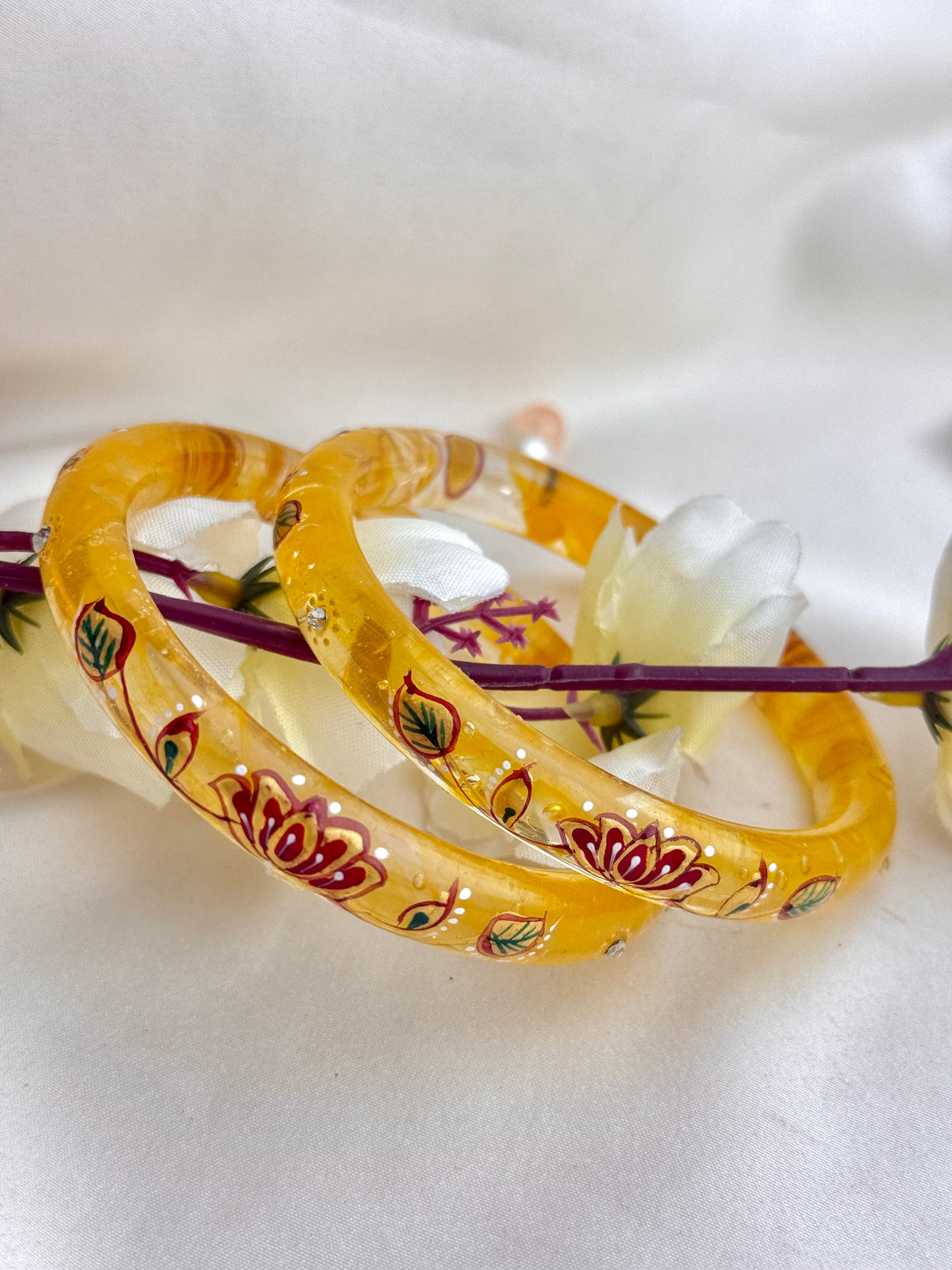 HandPainted Designer Glass Bangles(2 pcs set)