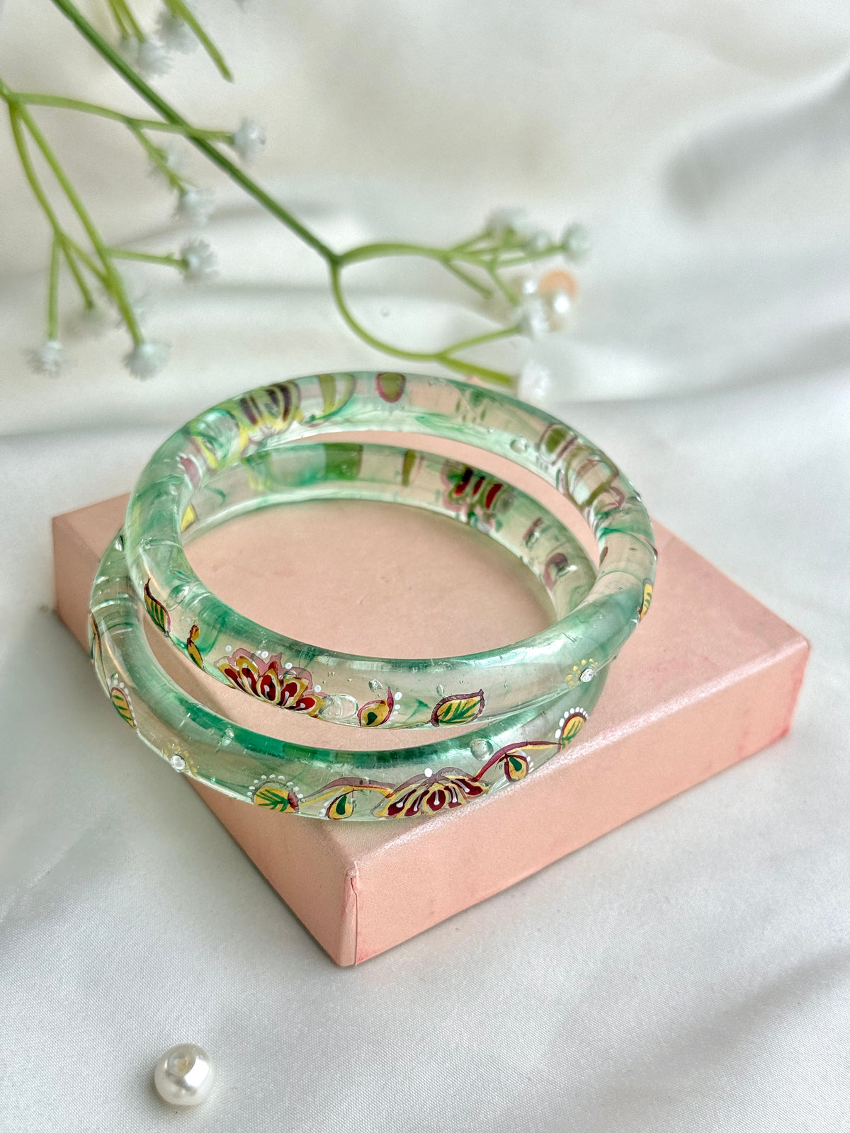 HandPainted Designer Glass Bangles(2 pcs set)