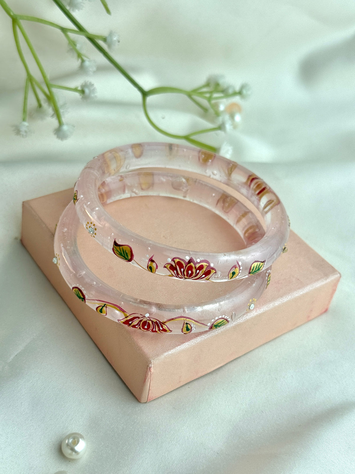HandPainted Designer Glass Bangles(2 pcs set)