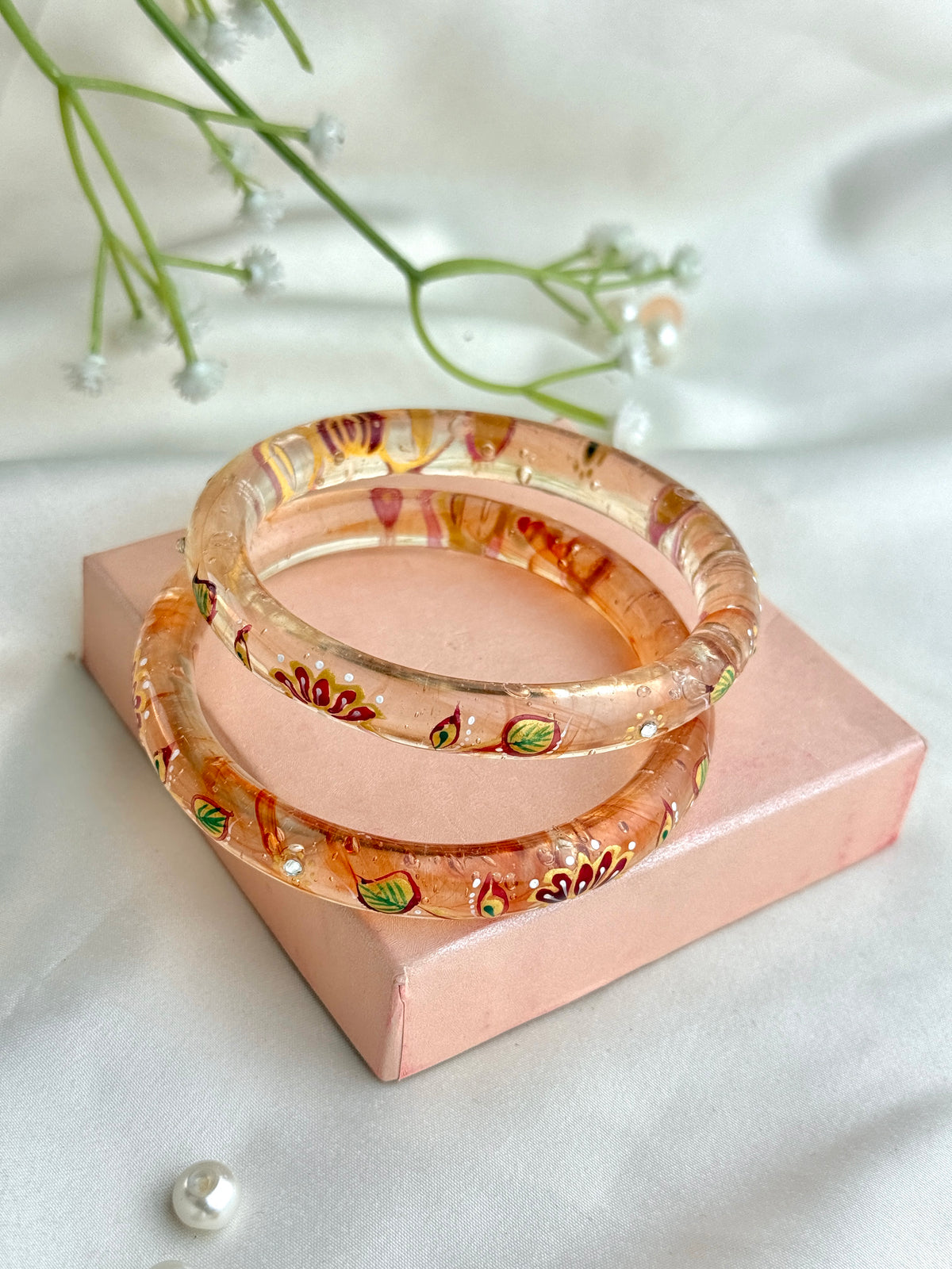 HandPainted Designer Glass Bangles(2 pcs set)